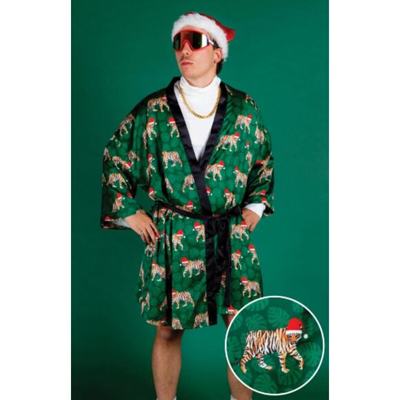 The Tinsel Tigers Satin Robe by Shinesty - Picture 1 of 7